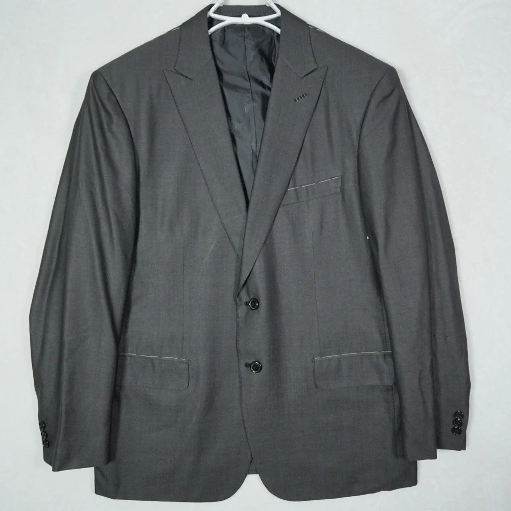 Brioni NM Estense Mens Blazer 42R Charcoal Grey Wool Silk 2-Button Sport Coat IT